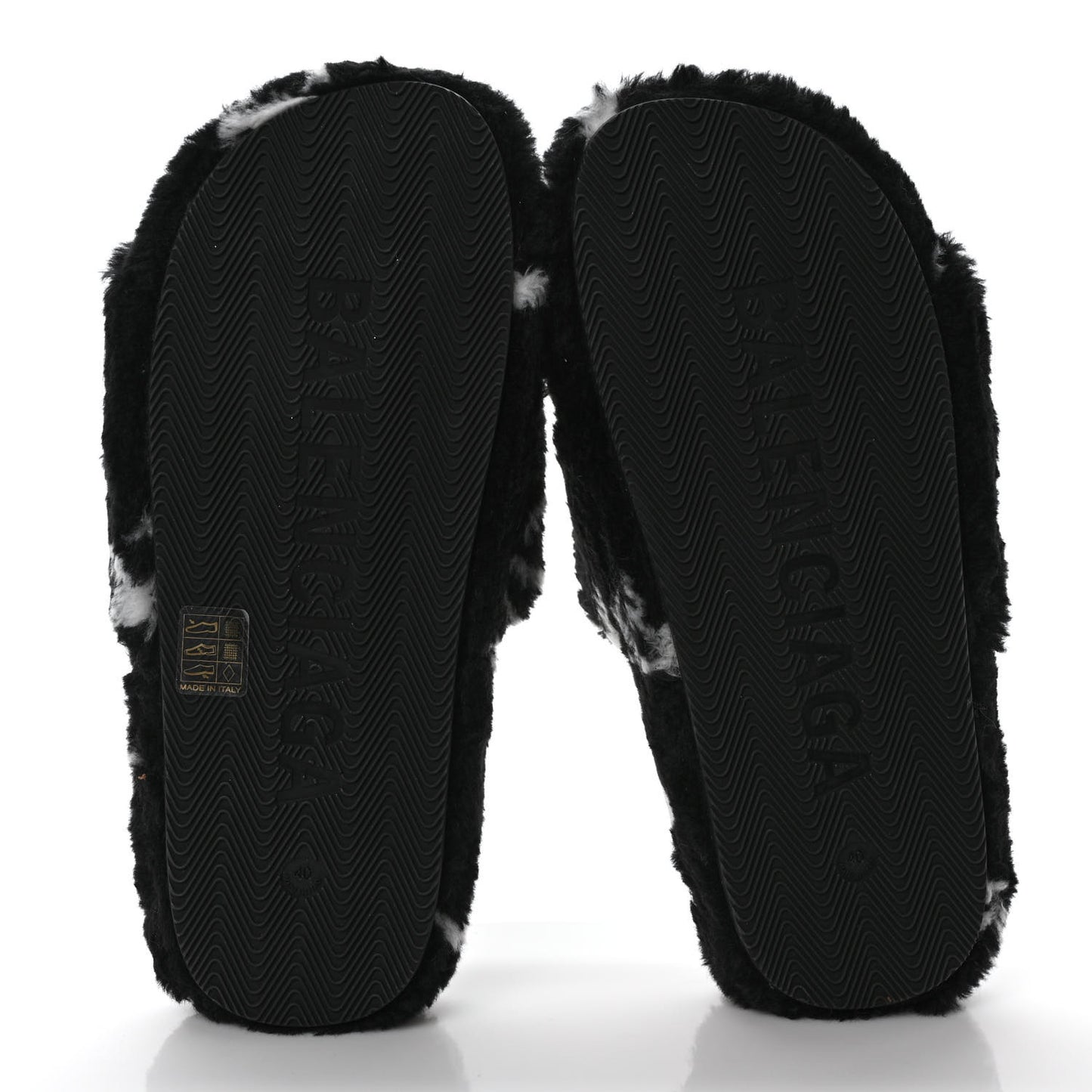 Fur Slide Sandals 37.5 Black White