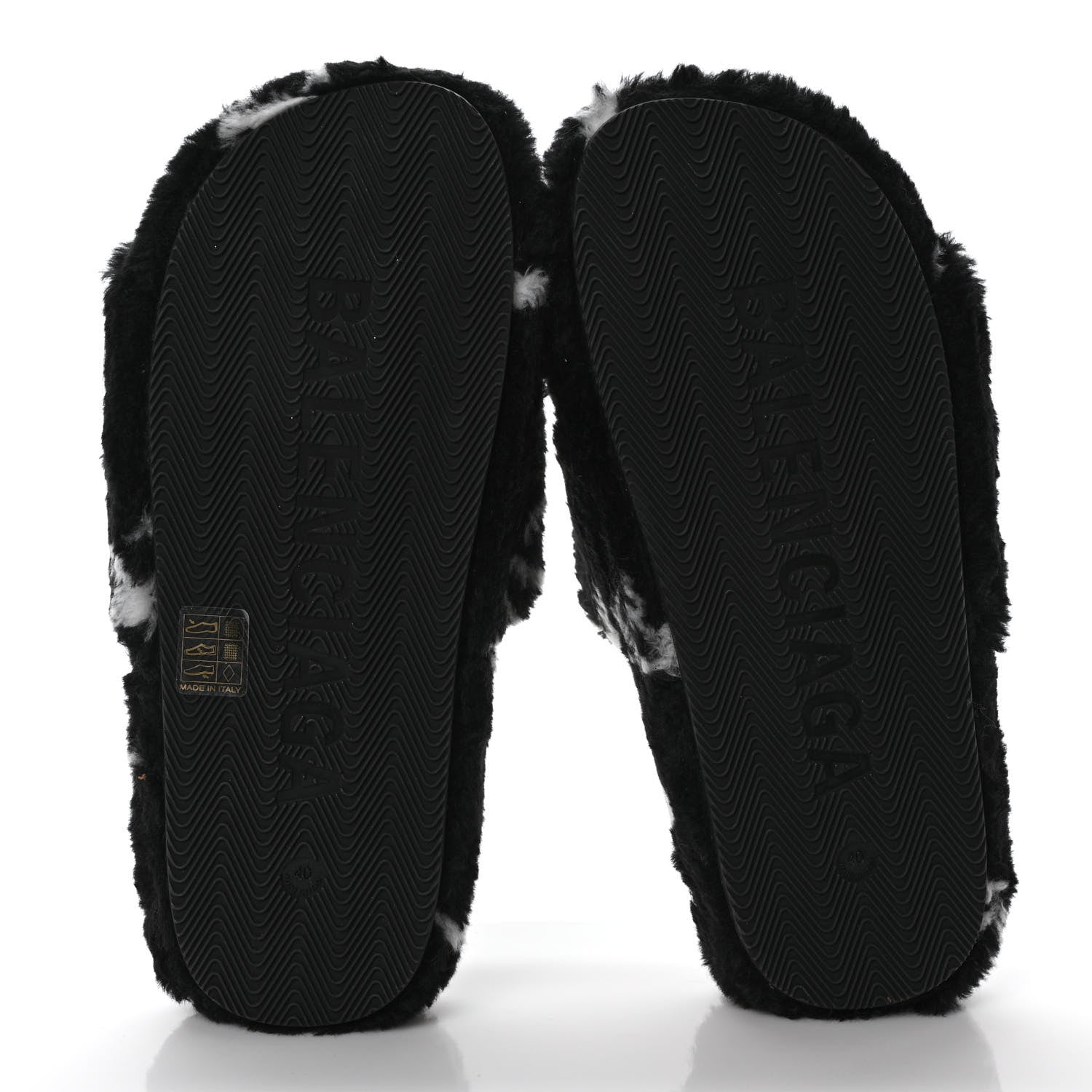 Balenciaga Fur Slide Sandals 37.5 Black White 5 of 7
