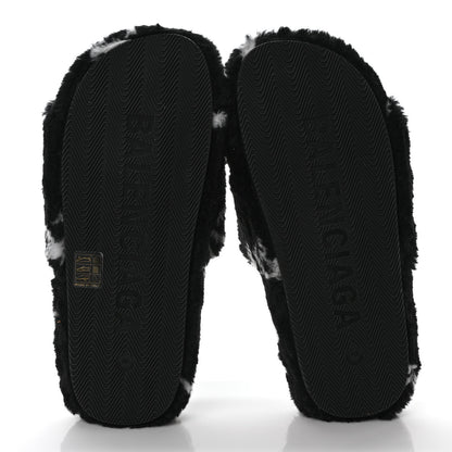 Balenciaga Fur Slide Sandals 37.5 Black White 5 of 7