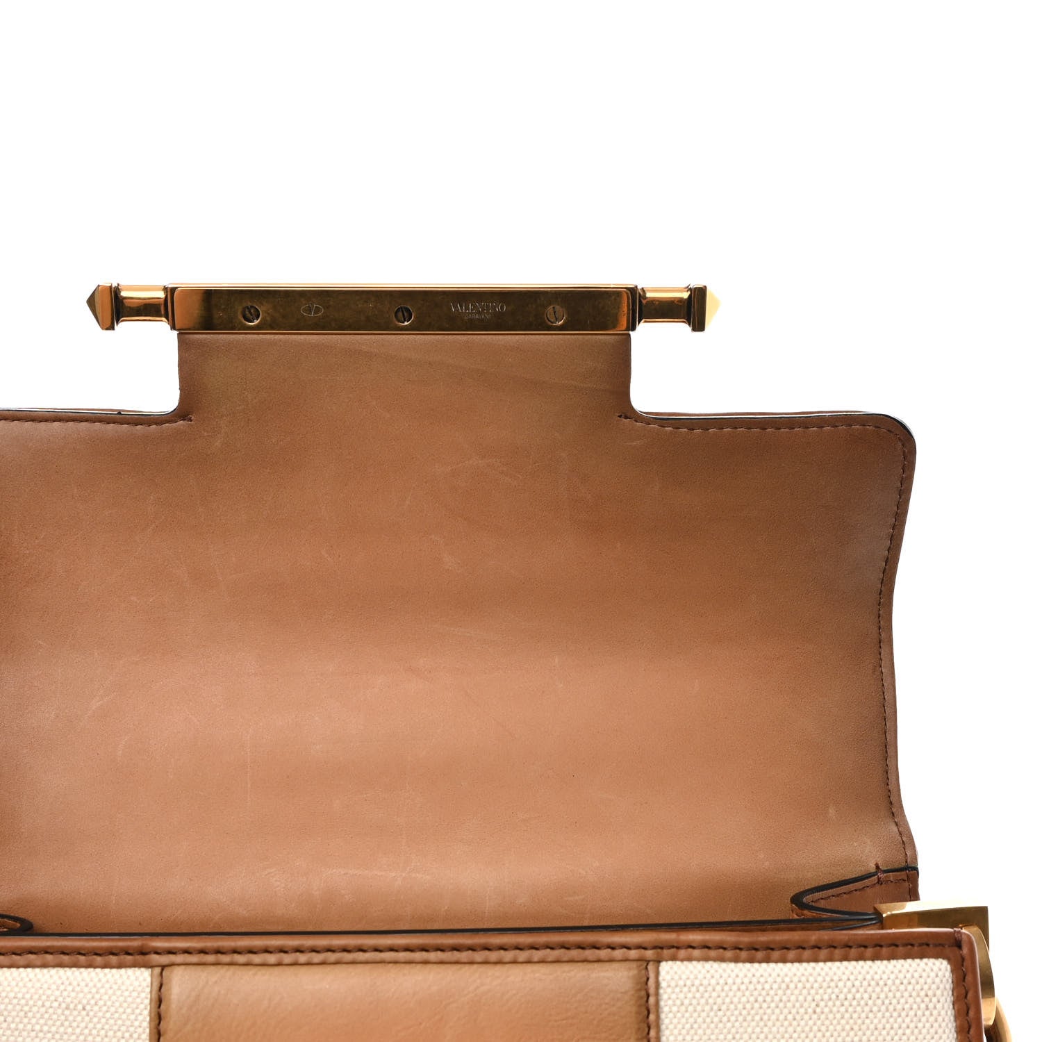 Valentino Garavani Calfskin Canvas Colorblock Crossbody Bag Natural 9 of 12