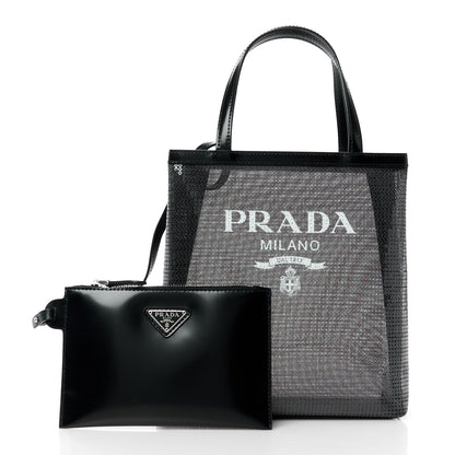 Prada Sequin Rete Paillettes Small Tote Bag Black 3 of 13