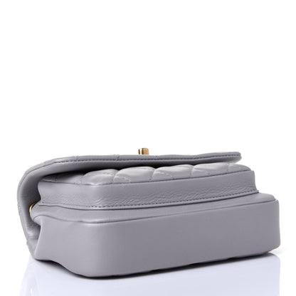 Chanel Calfskin Quilted Top Handle Flap Light Grey 4 of 4