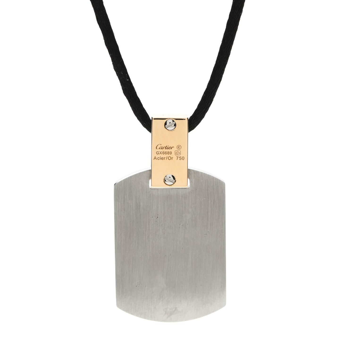 18K Yellow Gold Stainless Steel Santos Dog Tag Pendant Necklace
