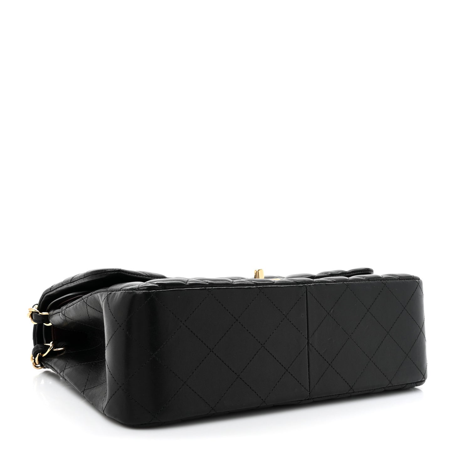 Lambskin Quilted Jumbo Double Flap Black