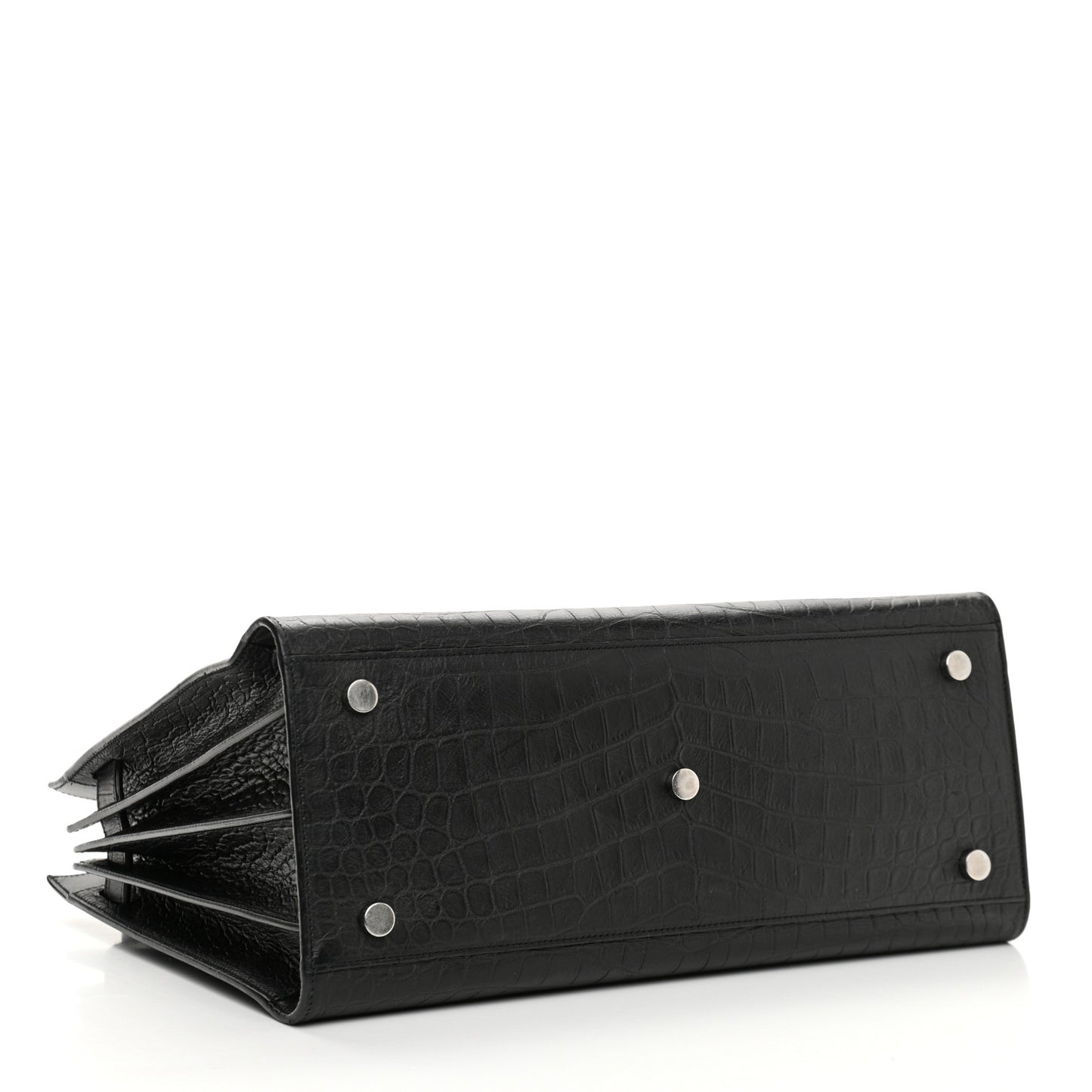 Calfskin Crocodile Embossed Small Sac de Jour Black