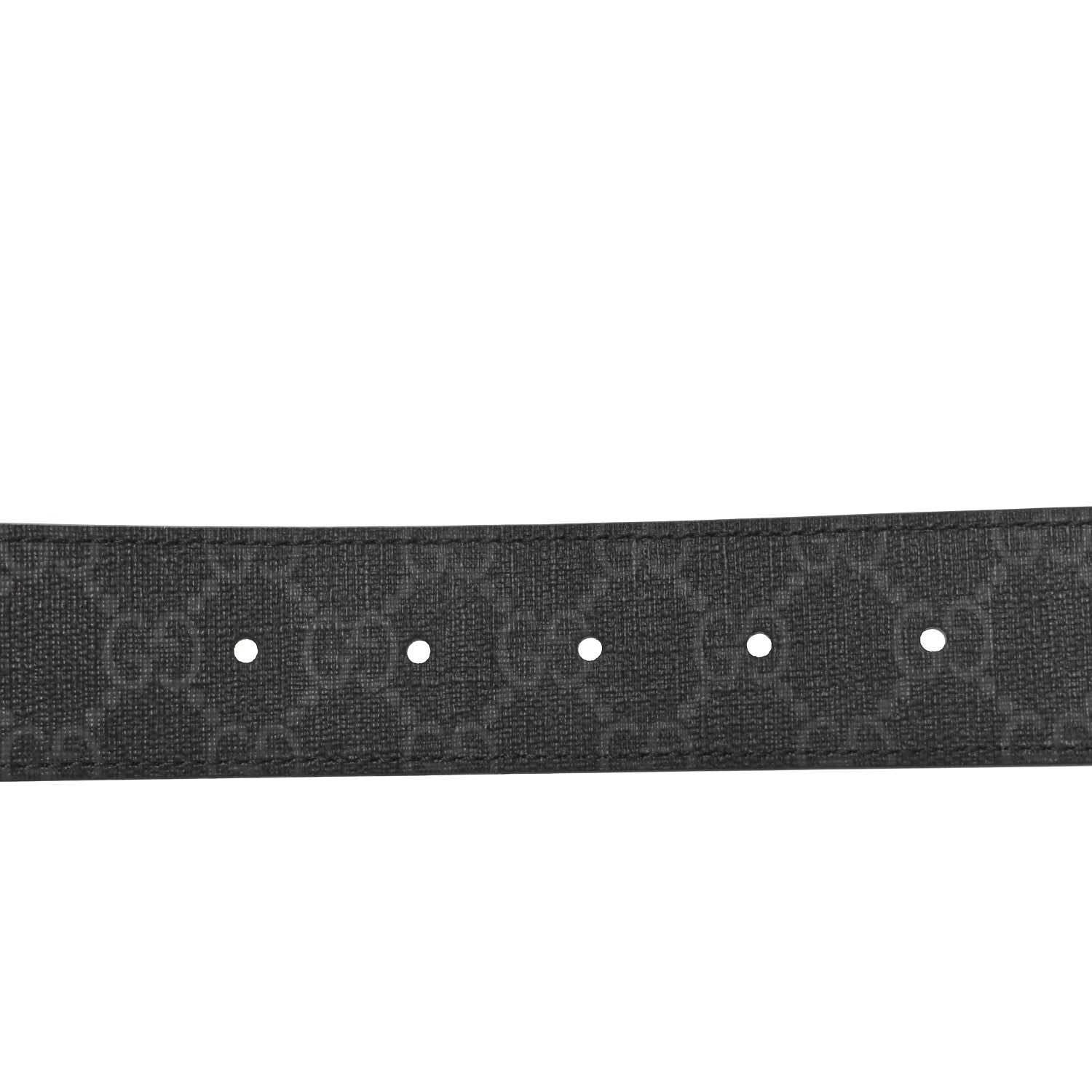 Gucci GG Supreme Monogram Plutone Calfskin Palladium Double G Reversible 37mm Belt 115 46 Black 5 of 6