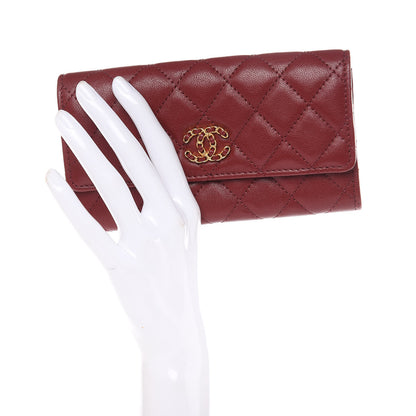 Chanel Lambskin Quilted Medium 19 Flap Wallet Burgundy 2 of 8