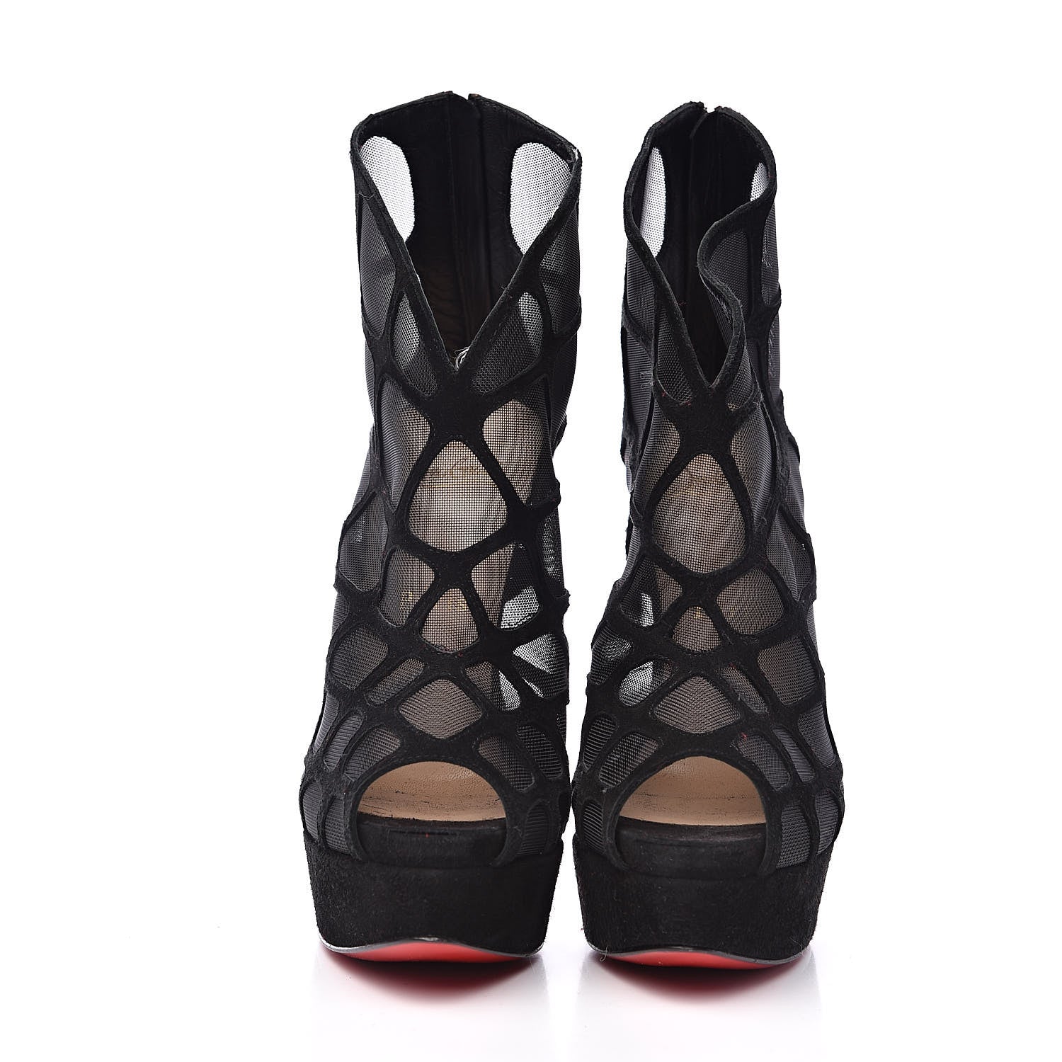 Christian Louboutin Suede Mesh Altarakna 150 Peep Toe Platform Booties 36.5 Black 2 of 8
