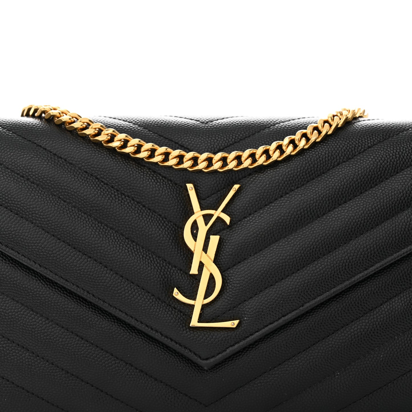 Grain De Poudre Matelasse Chevron Monogram Chain Wallet Black