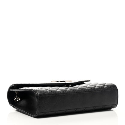 Saint Laurent Grain De Poudre Textured Mixed Matelasse Triquilt Medium Monogram Satchel Black 3 of 8