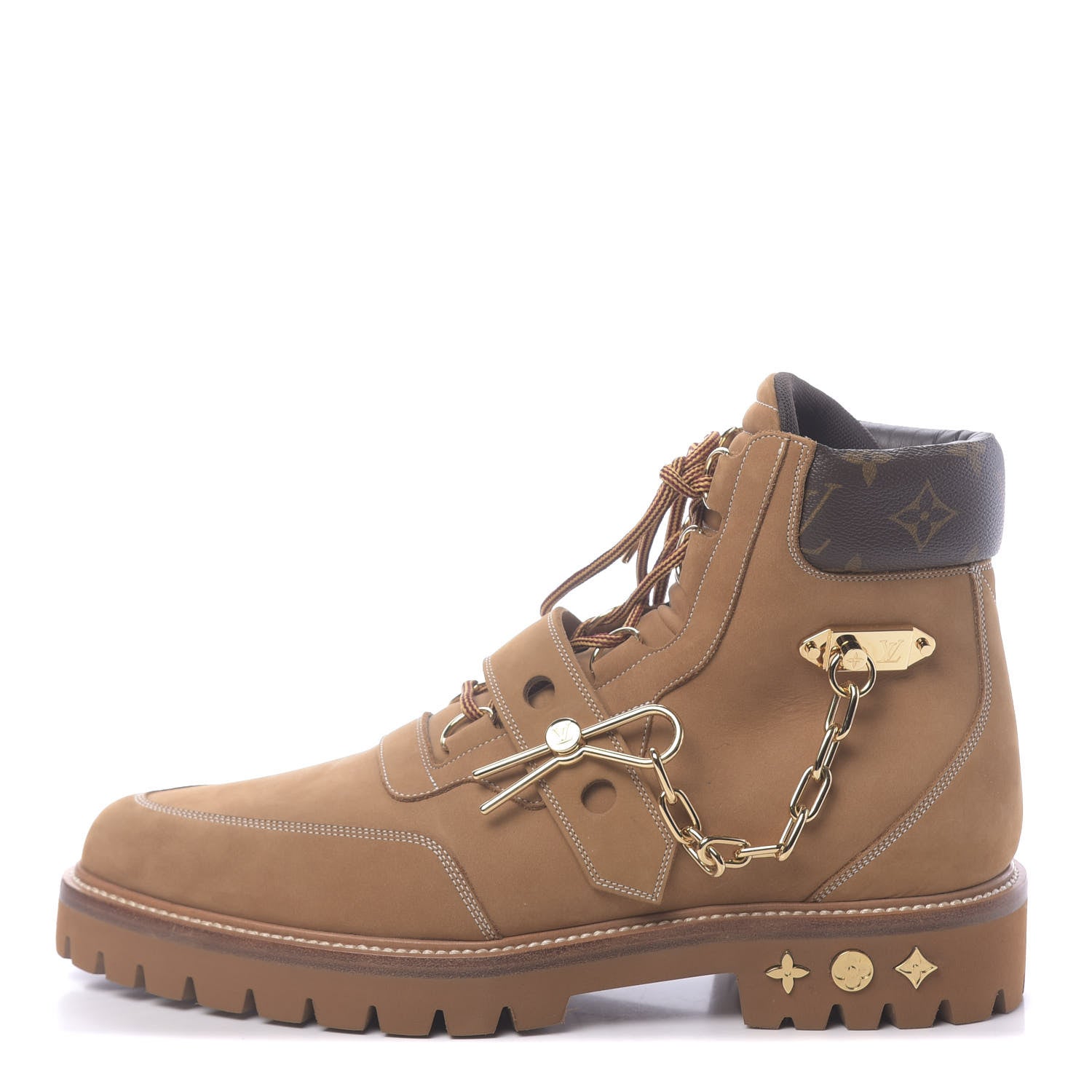 Louis Vuitton Suede Calfskin Monogram Mens Creeper Ankle Boots 8.5 Beige 1 of 8