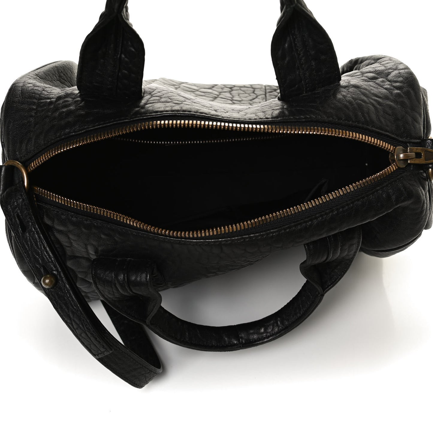 Pebbled Lambskin Rocco Black Antique Brass Hardware