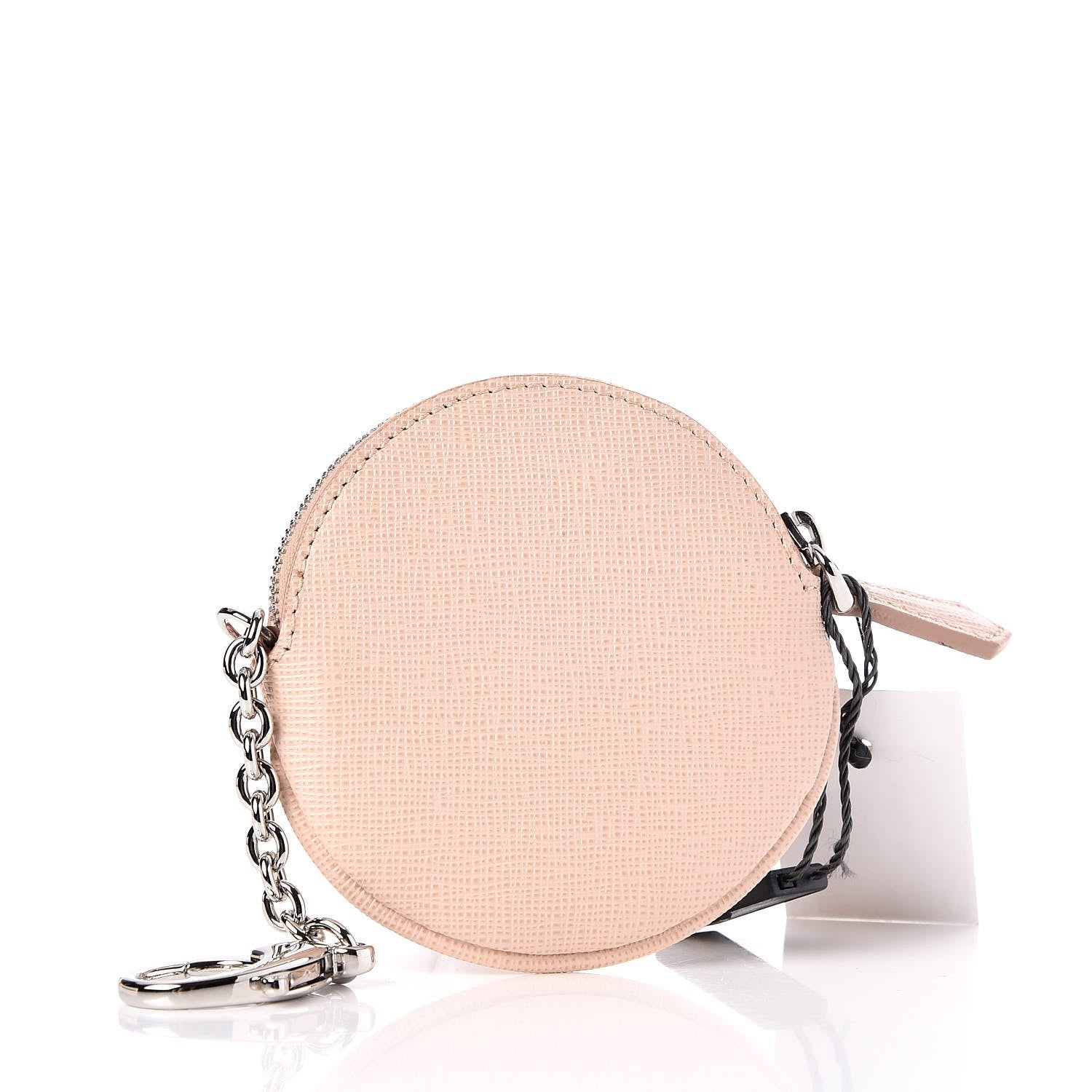 Fendi Saffiano Monster Eye Coin Purse Key Case Rosa Plaster 3 of 8