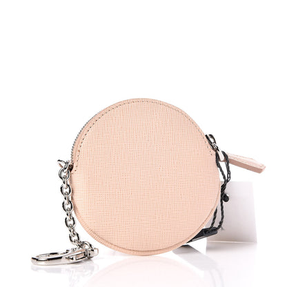 Fendi Saffiano Monster Eye Coin Purse Key Case Rosa Plaster 3 of 8