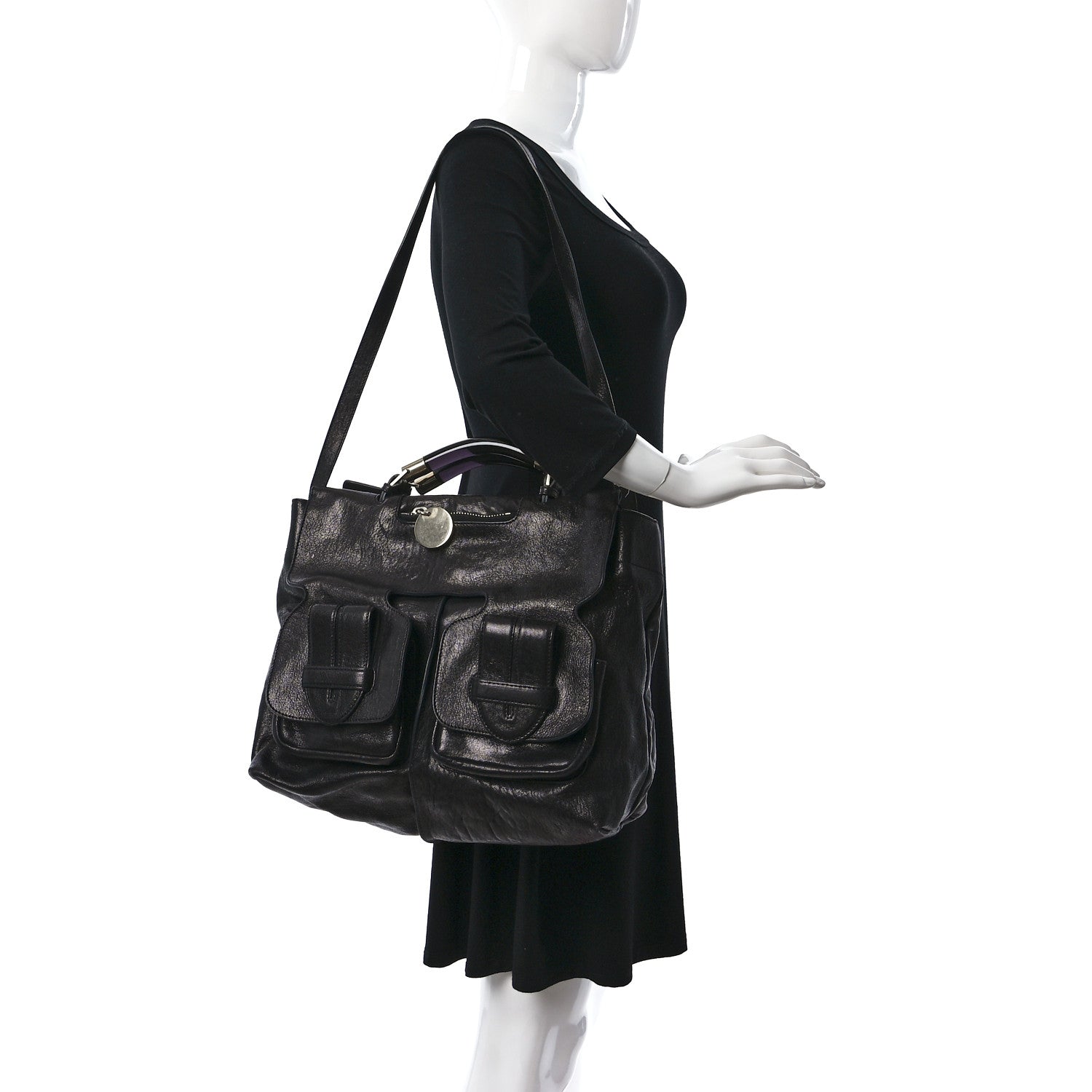 Chloe Leather Saskia Satchel Black 2 of 15