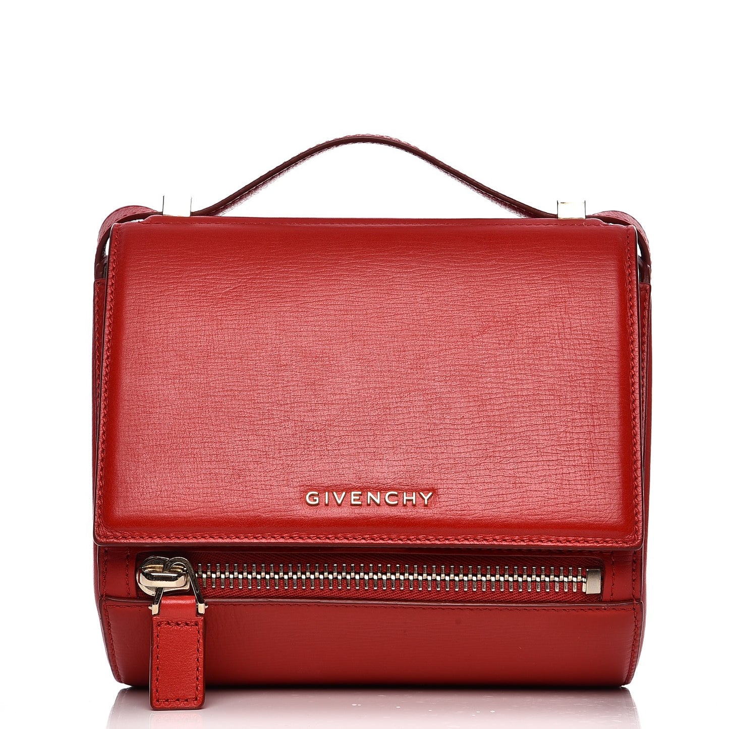 Textured Calfskin Mini Pandora Box Crossbody Bag Red