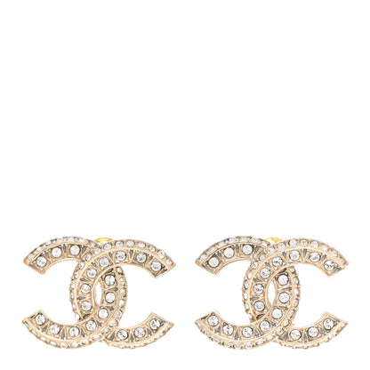 Chanel Crystal Timeless CC Earrings Light Gold 1 of 5