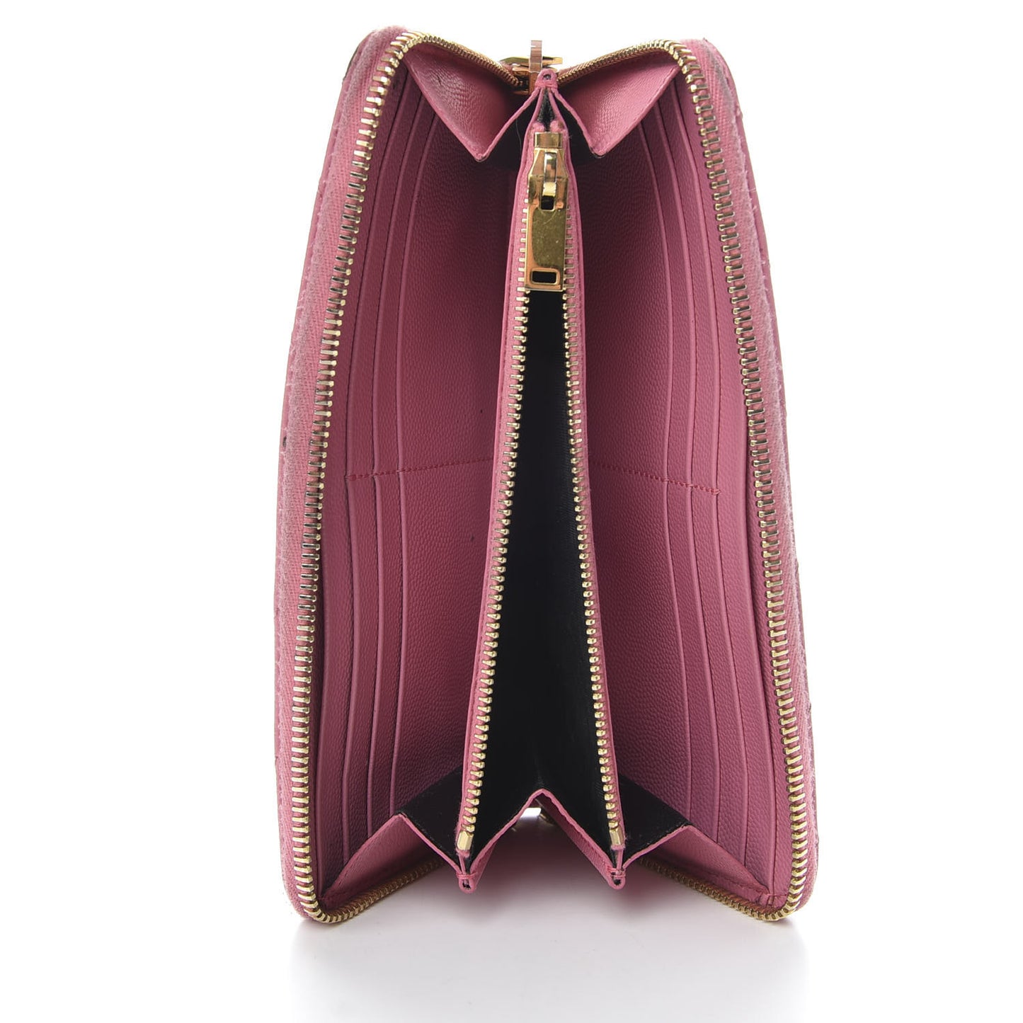 Grain De Poudre Matelasse Chevron Monogram Zip Around Wallet Bubblegum