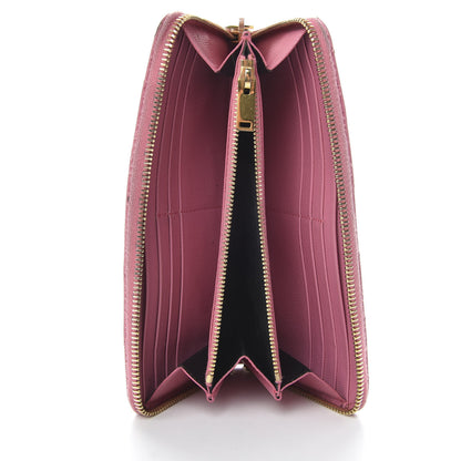 Saint Laurent Grain De Poudre Matelasse Chevron Monogram Zip Around Wallet Bubblegum 5 of 9