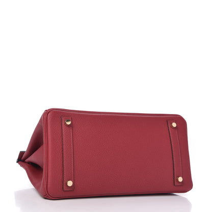 Hermes Togo Horseshoe Birkin 30 Rouge Grenat Bleu Nuit 4 of 11