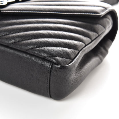 Saint Laurent Sheepskin Matelasse Chevron Monogram Medium College Bag Black 10 of 10