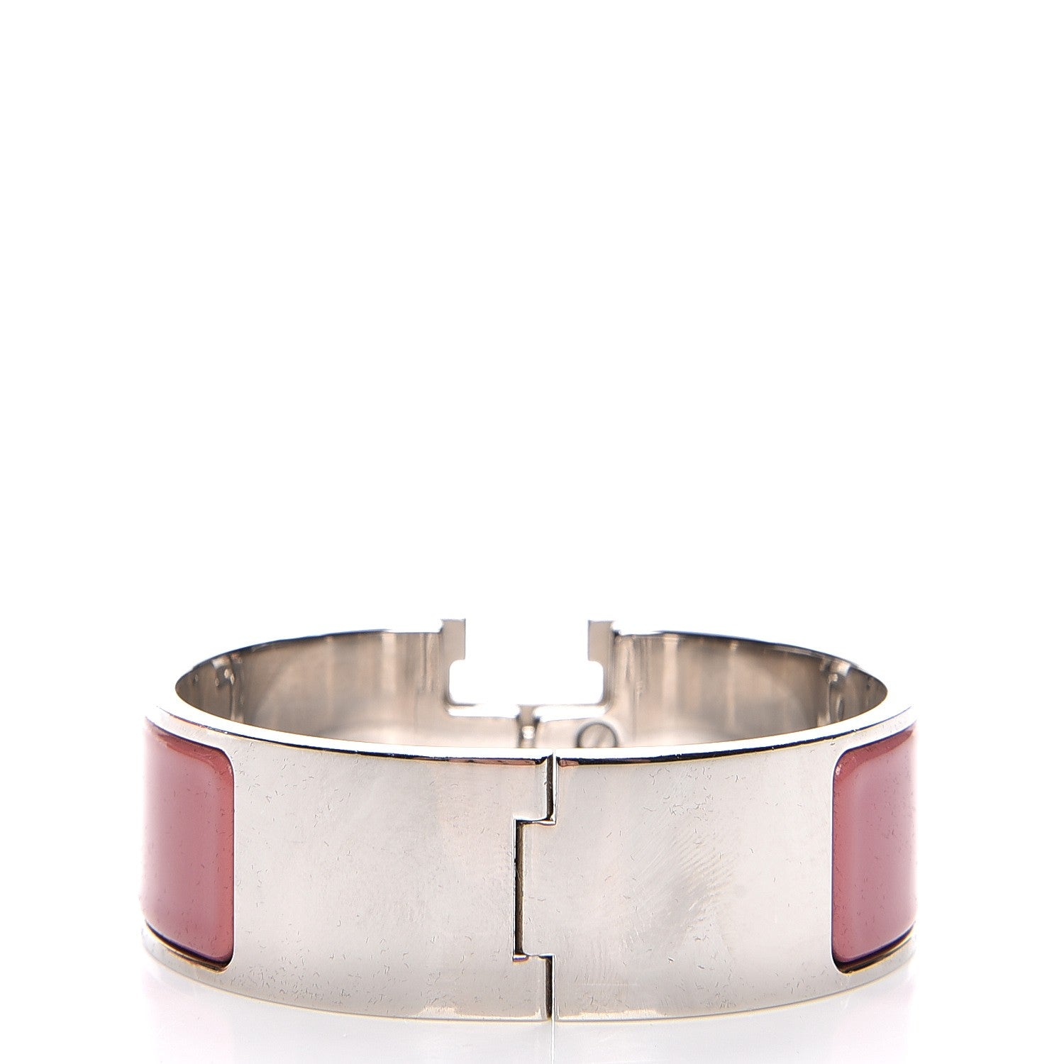 Hermes Enamel Wide Clic Clac H Bracelet PM Vieux Rose White 3 of 6