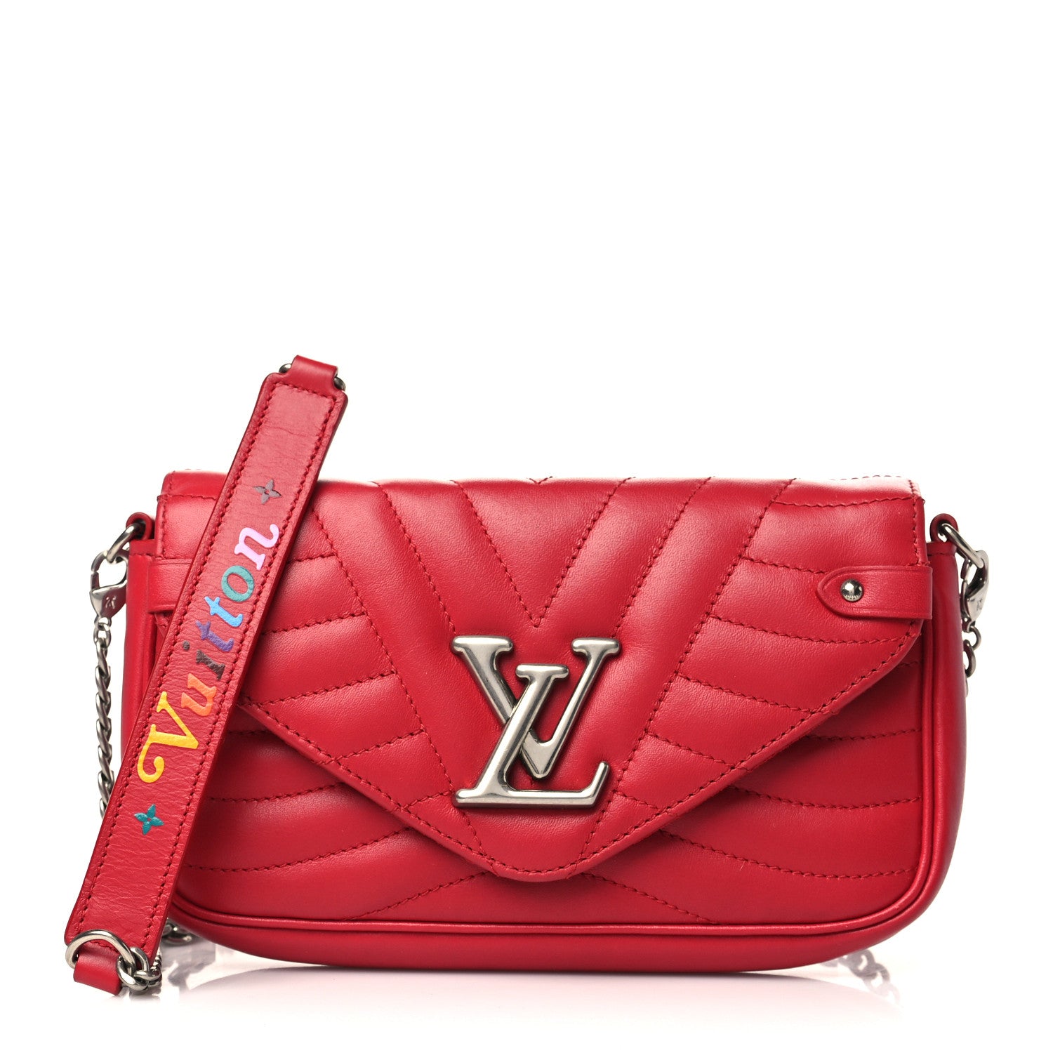 Louis Vuitton Calfskin New Wave Chain Pochette Scarlet 1 of 6