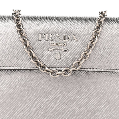Prada Saffiano Metal Chain Wallet Cromo 8 of 11
