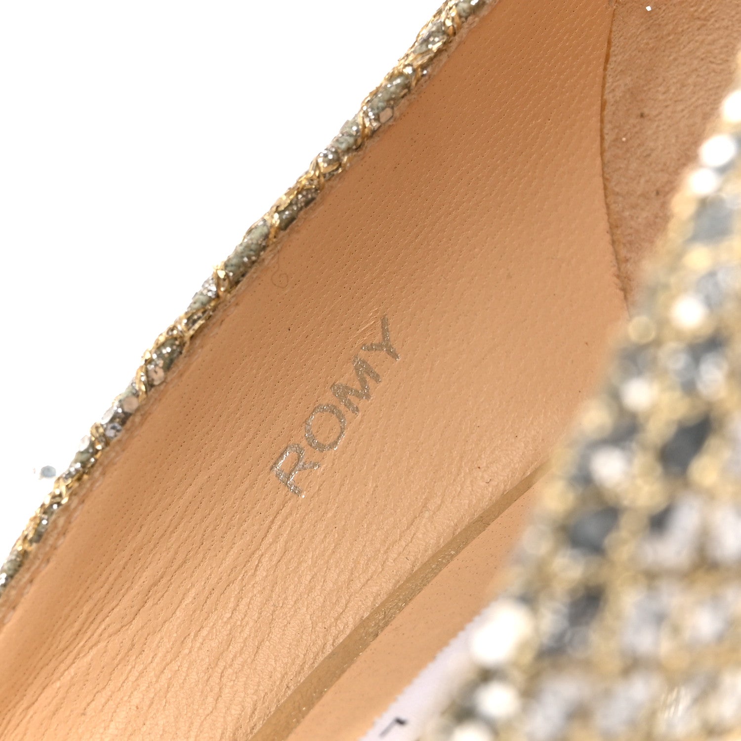 Jimmy Choo Glitter Fabric Romy 85 Pumps 37.5 Champagne 9 of 10