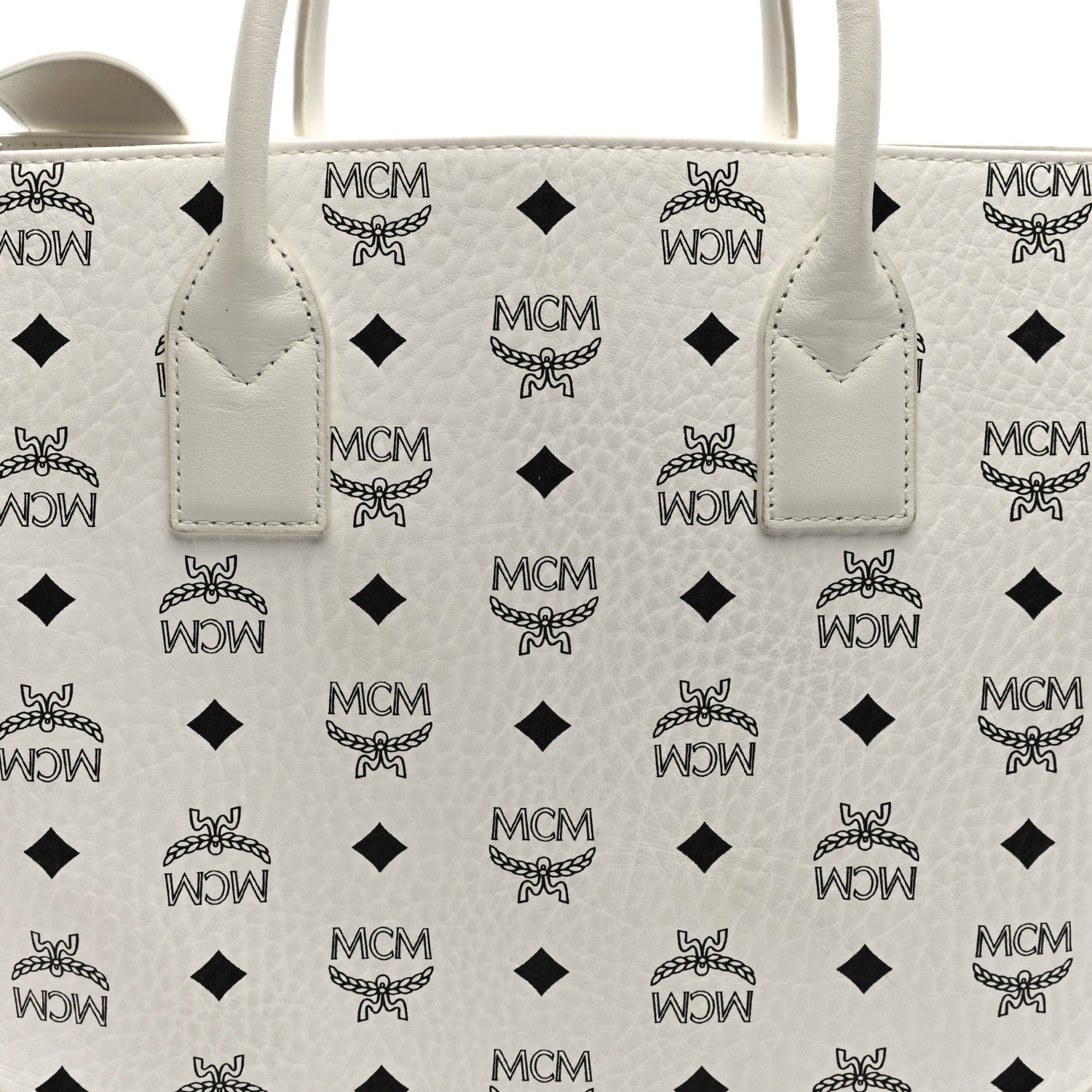 MCM Visetos Large Munchen Tote White 8 of 10