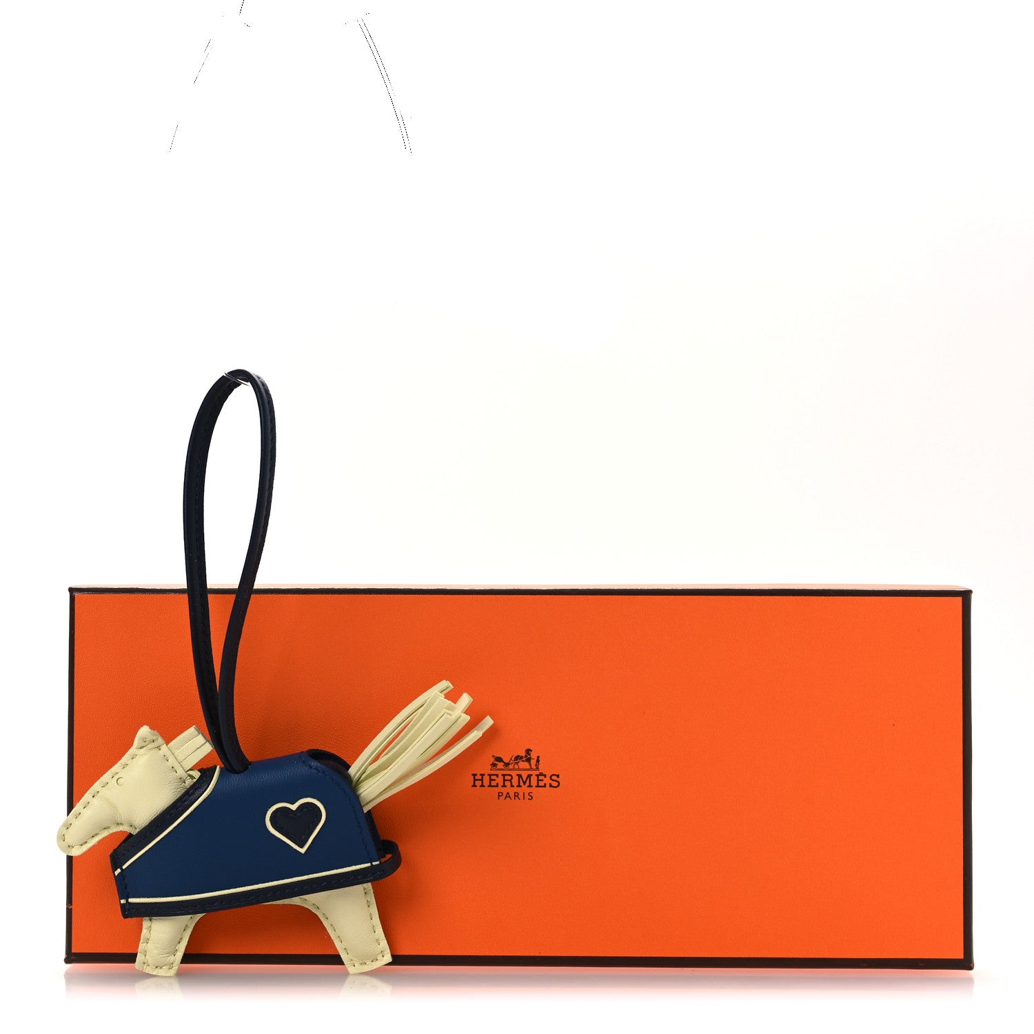 Hermes Milo Lambskin Grigri Rodeo Robeo Coeur Bag Charm PM Jaune Milton Bleu Nuit Bleu Tie 5 of 5