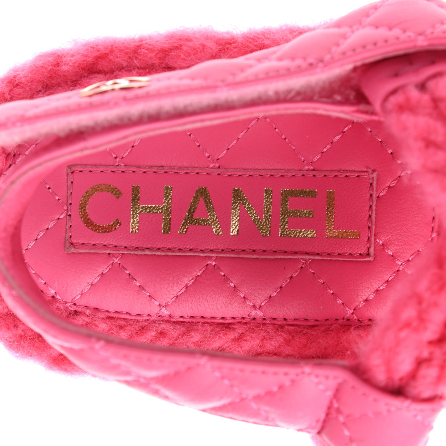 Cord Lambskin Quilted Logo Sandals 37 Pink