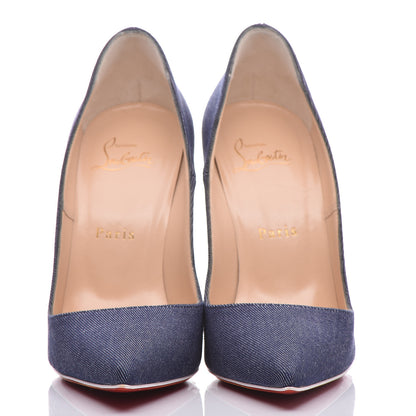 Christian Louboutin Denim Jazz Calf So Kate 120 Pumps 37.5 Blue White 2 of 14