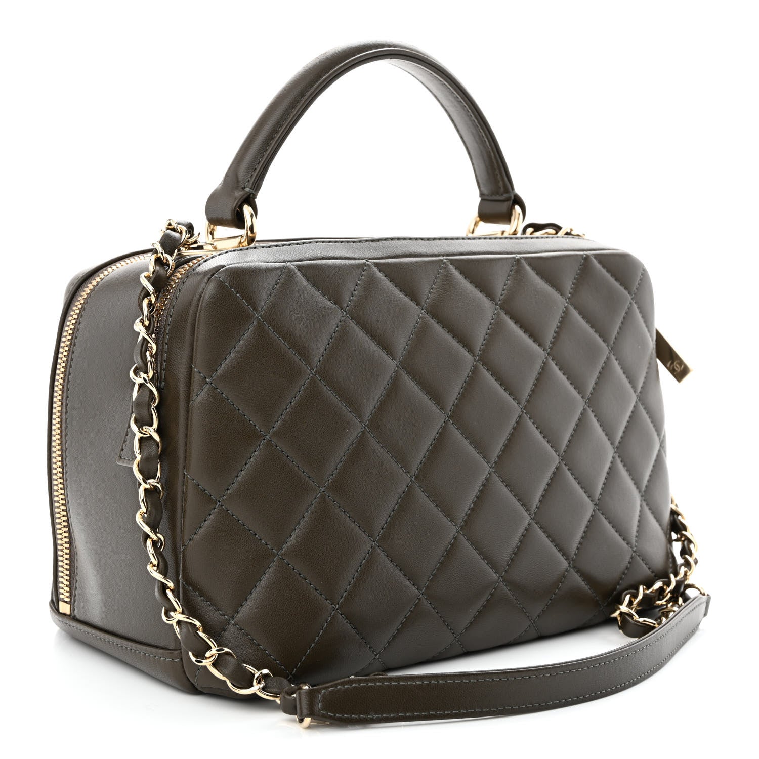 Chanel Lambskin Quilted Medium Trendy CC Bowling Bag Dark Khaki 3 of 11