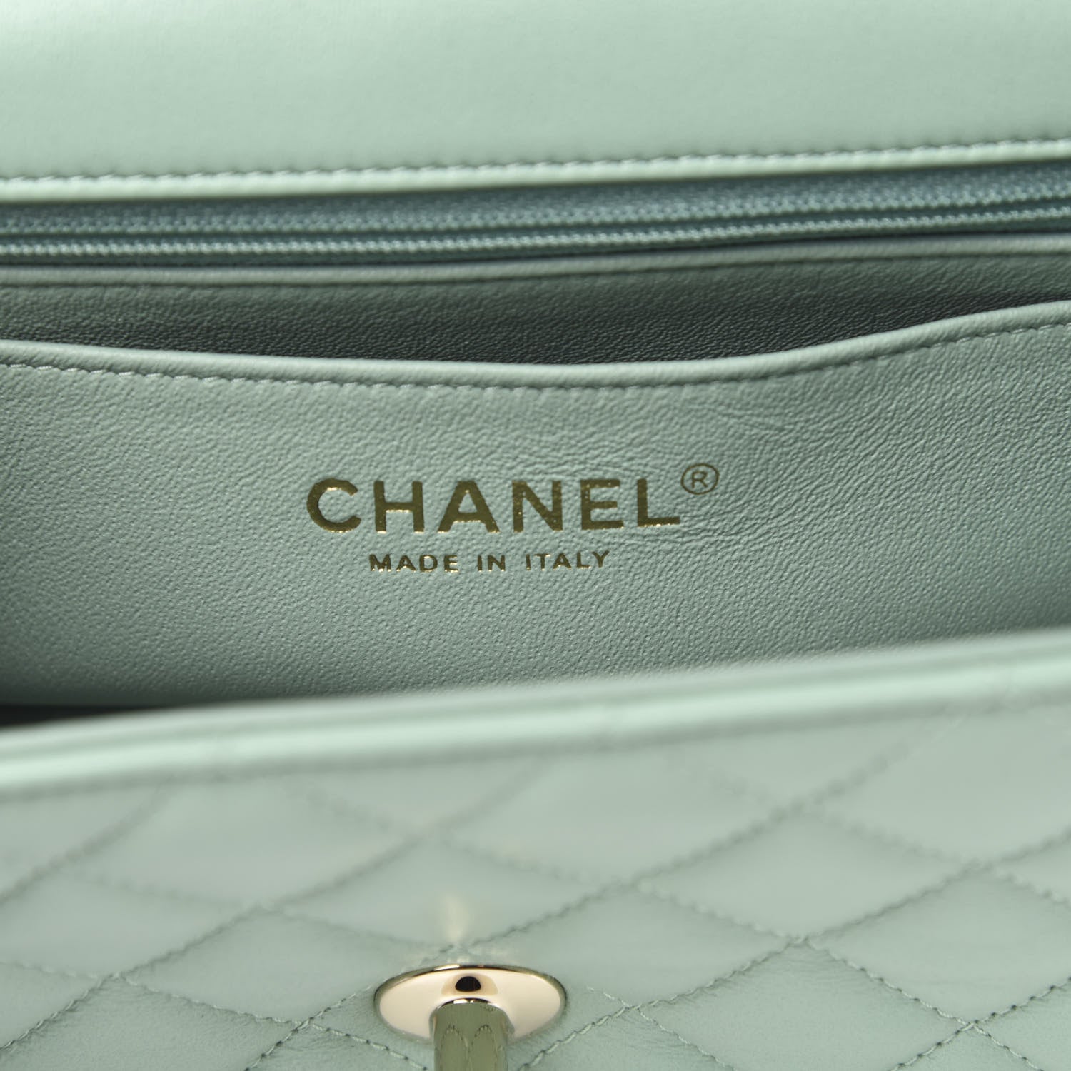 Chanel Lambskin Quilted Mini Rectangular Flap Light Green 6 of 10