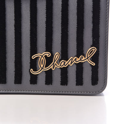 Chanel Iridescent Calfskin Velvet Stripe Wallet On Chain WOC Purple 9 of 11