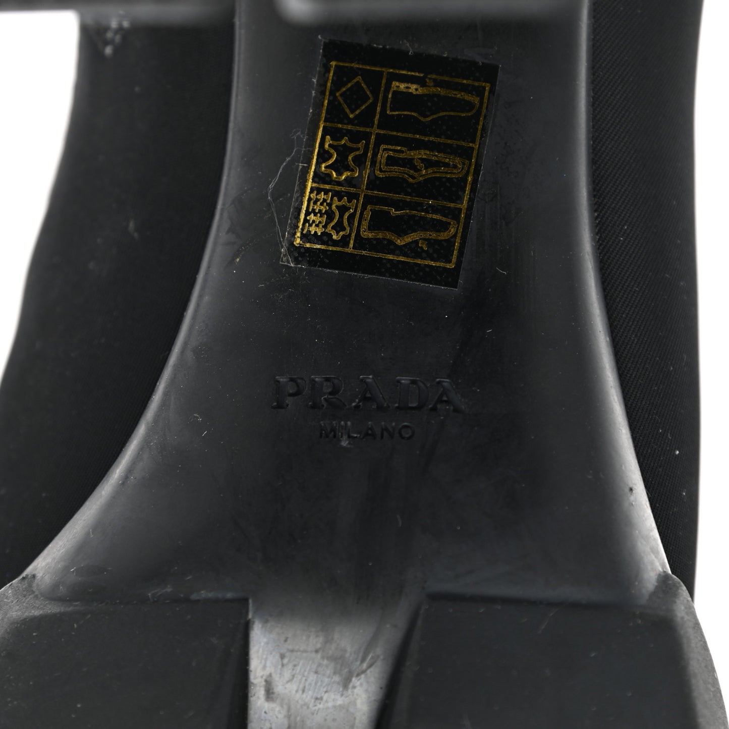 Vitello Montana Re-Nylon Metal Triangle Logo 110mm Ankle Boots 41 Black