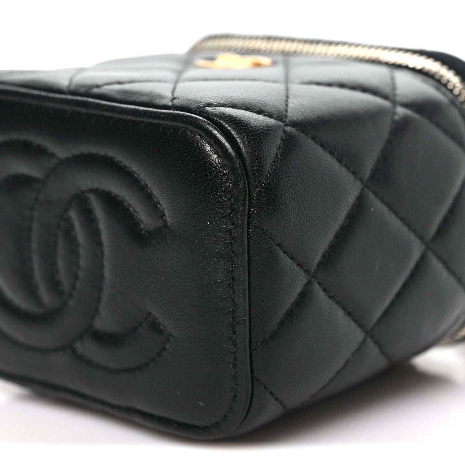 Chanel Lambskin Quilted Mini Pearl Crush Vanity Case With Chain Black 10 of 12