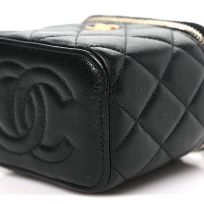 Chanel Lambskin Quilted Mini Pearl Crush Vanity Case With Chain Black 10 of 12