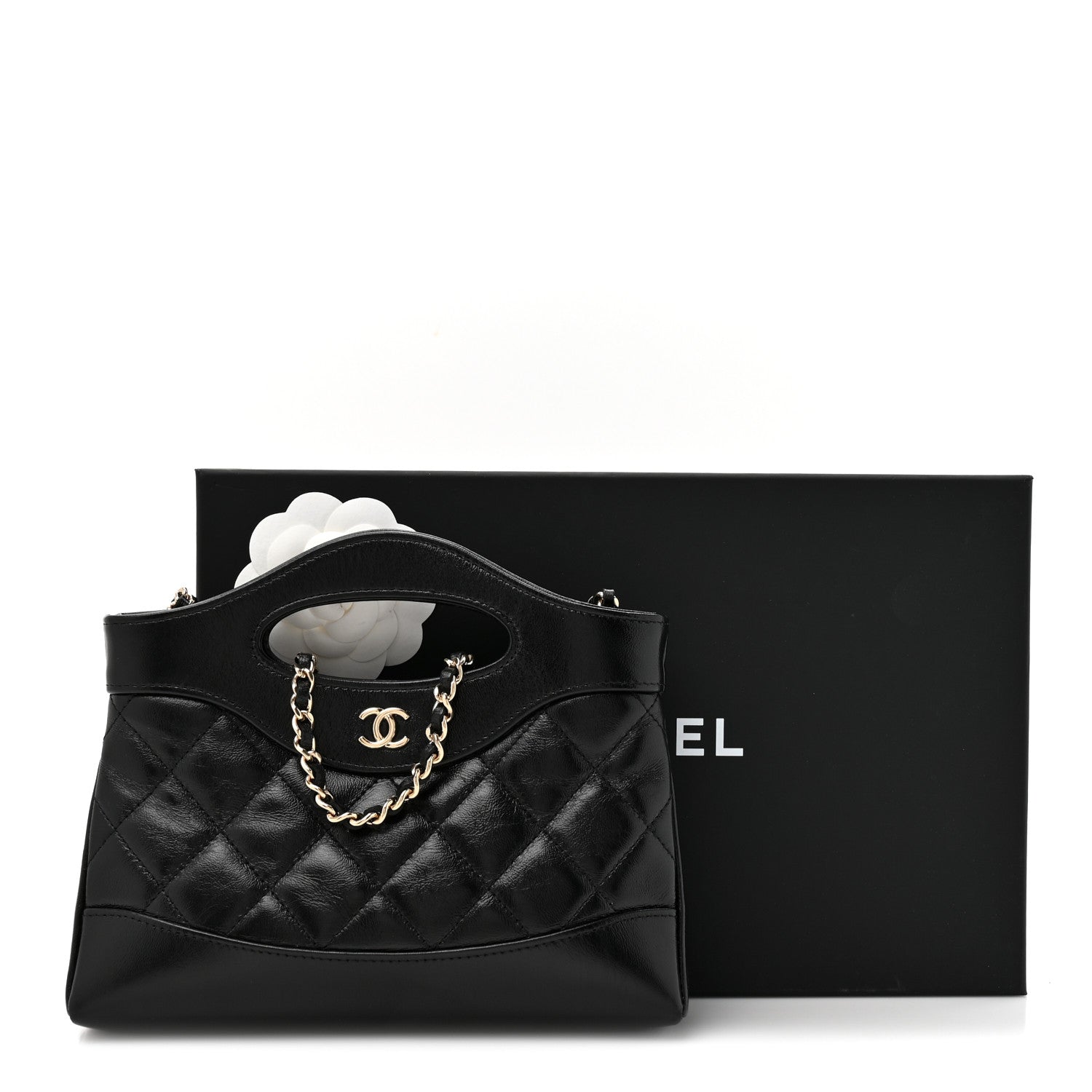 Chanel Shiny Crumpled Calfskin Quilted Nano 31 Shopping Bag Black 11 of 11