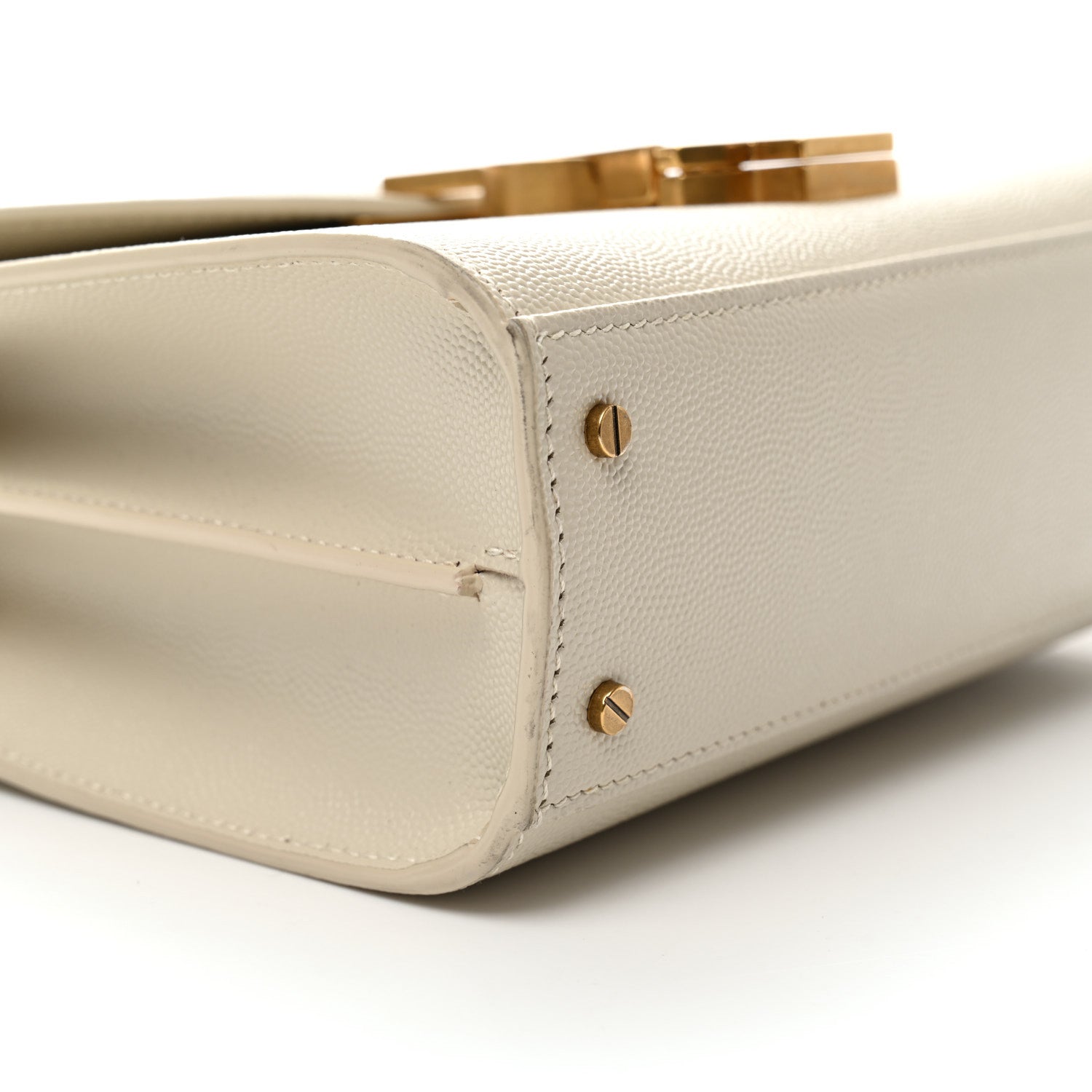 Saint Laurent Grain de Poudre Mini Classic Monogram Cassandra Top Handle Crema Soft Rouge Legion 9 of 11