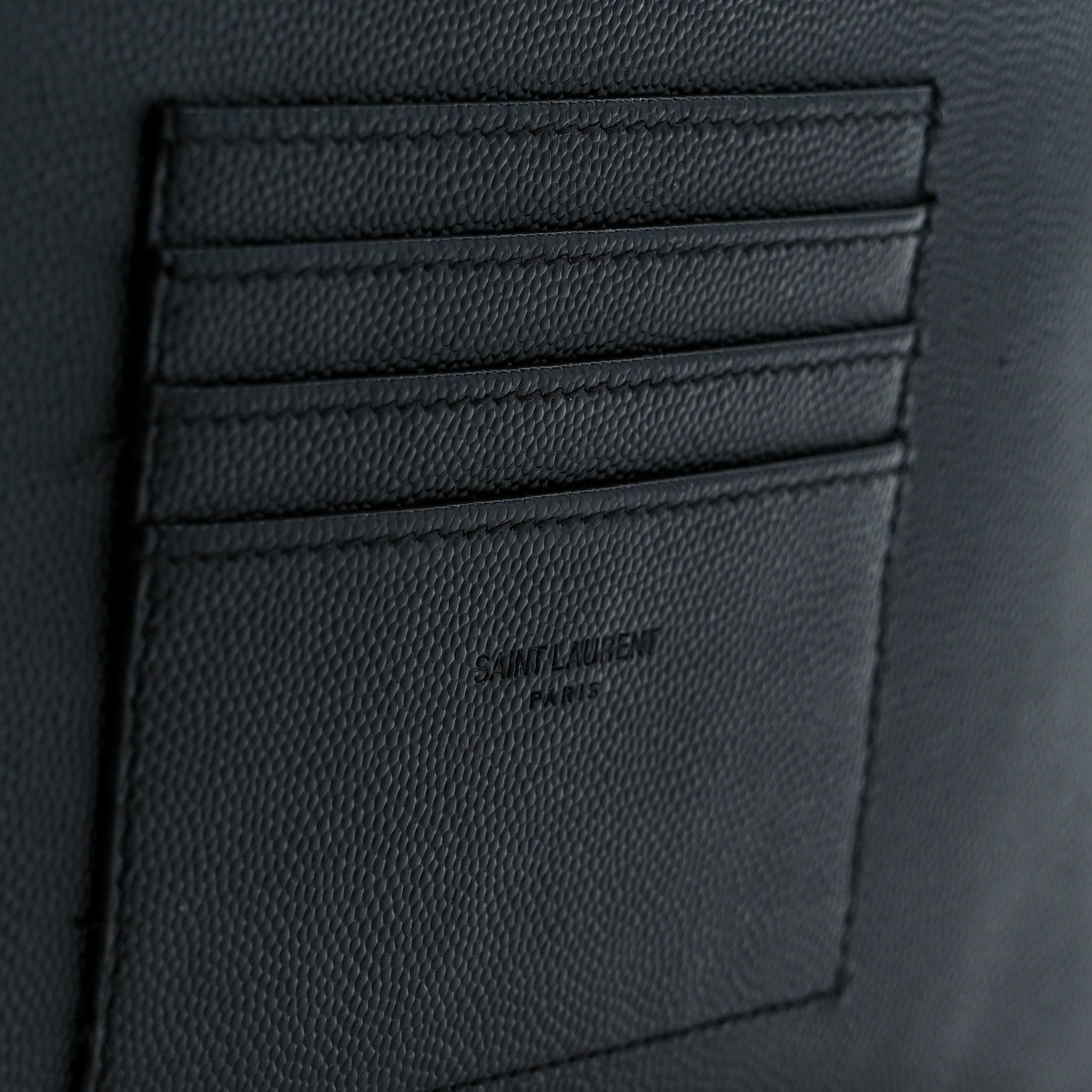Saint Laurent Grain De Poudre Chevron Monogram Large Bill Pouch Black 15 of 18