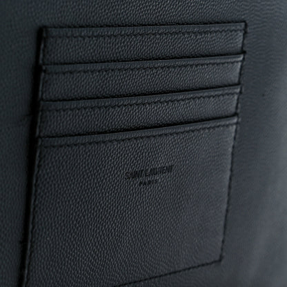 Saint Laurent Grain De Poudre Chevron Monogram Large Bill Pouch Black 15 of 18