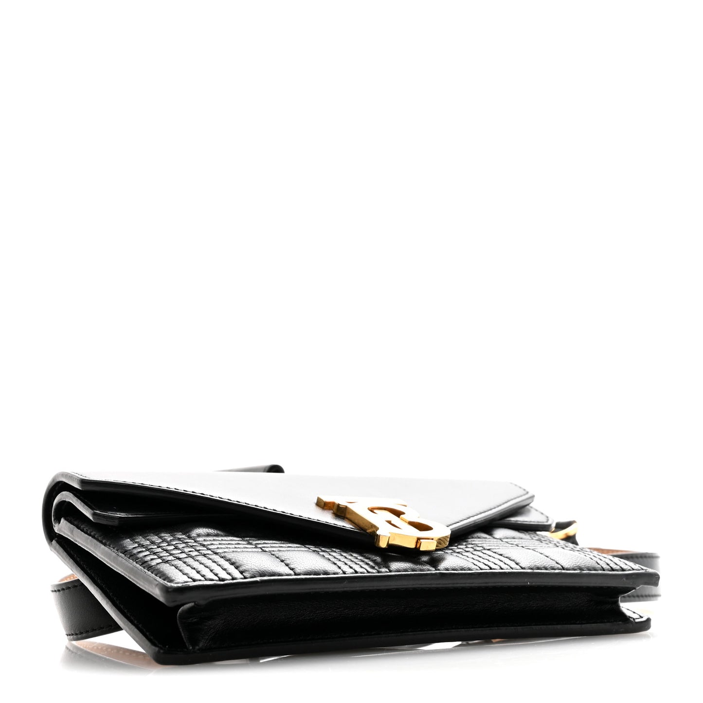 Smooth Calfskin Quilted Check TB Envelope Belt Bag Black