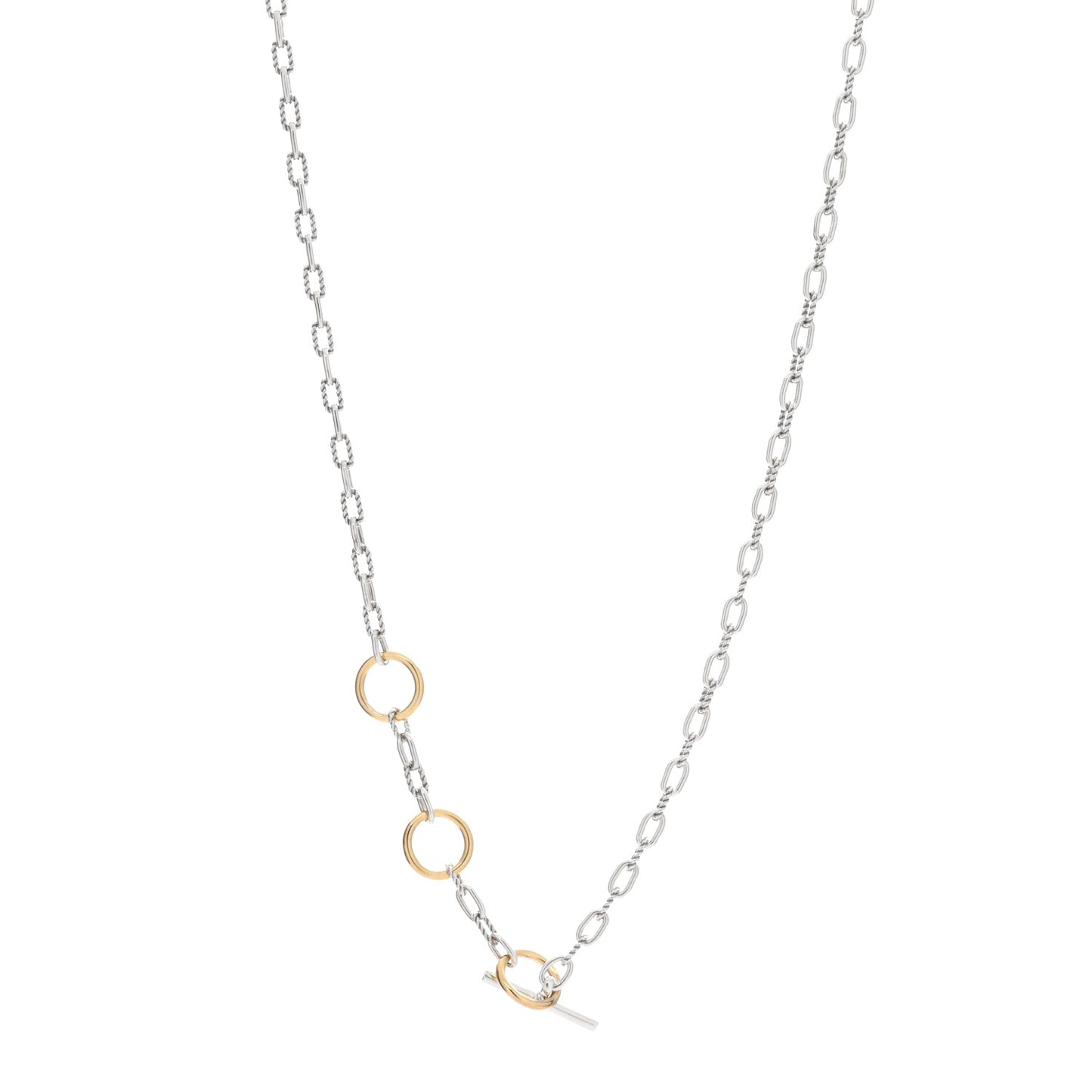 Sterling Silver 18K Yellow Gold Madison Three Ring Chain Necklace