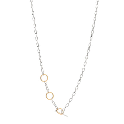 David Yurman Sterling Silver 18K Yellow Gold Madison Three Ring Chain Necklace 1 of 3