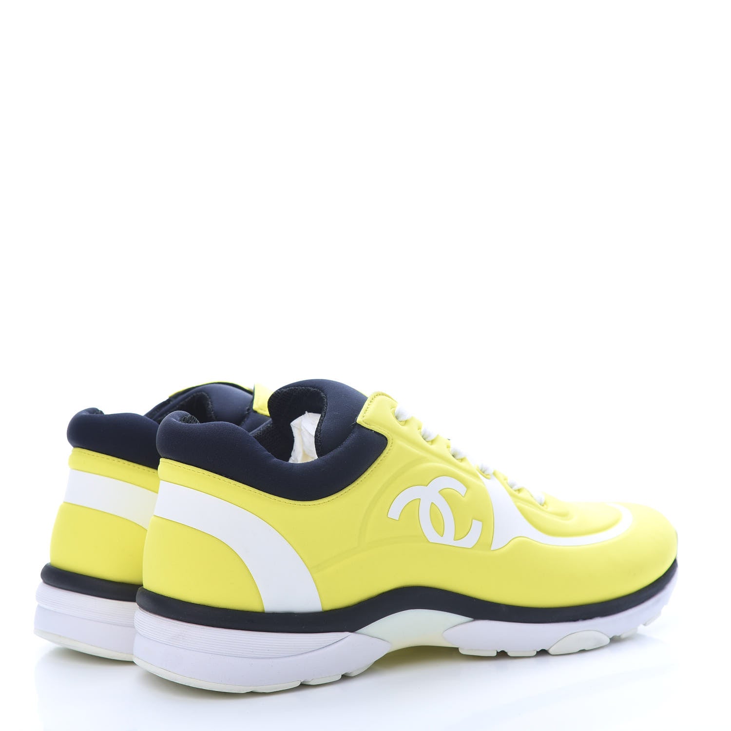 Chanel Lycra Fabric CC Sneakers 42 Yellow 4 of 7