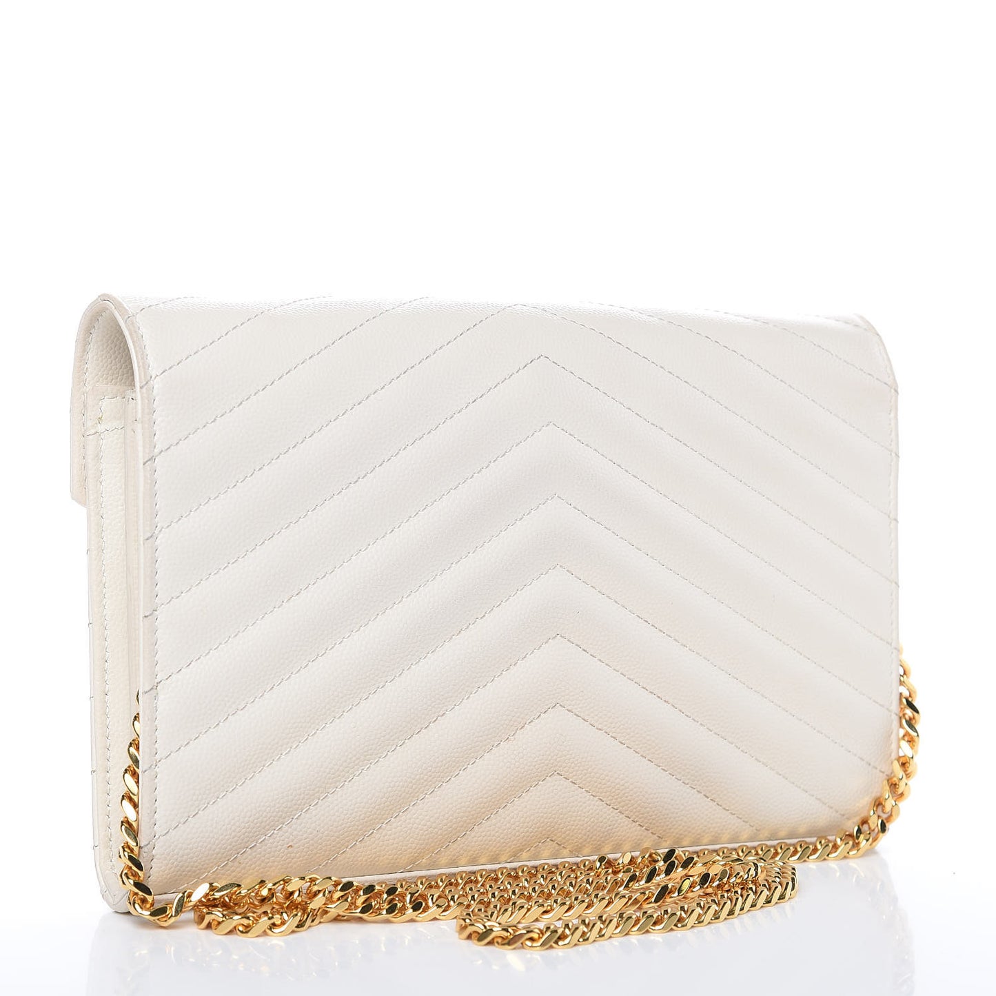 Grain De Poudre Matelasse Chevron Monogram Chain Wallet Porcellana