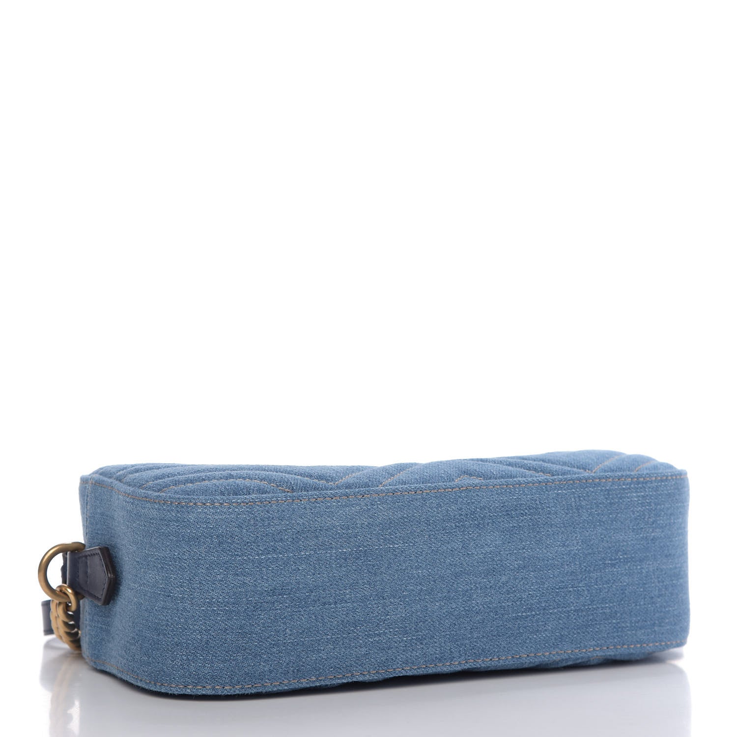 Gucci Denim Matelasse Small Pearly GG Marmont Chain Shoulder Bag Blue 4 of 10