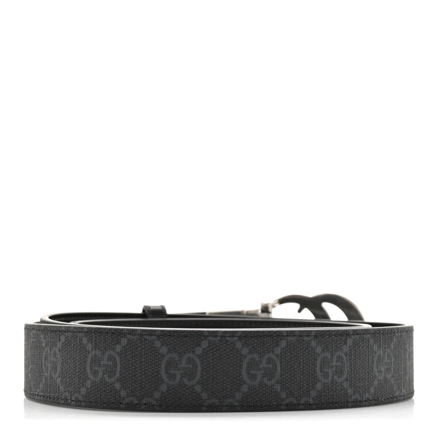 GG Supreme Monogram Plutone Calfskin Palladium Double G Reversible 30mm Belt 100 40 Black